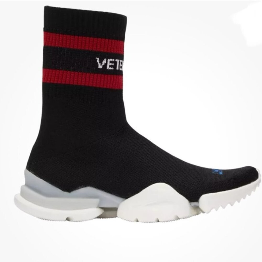 Vetements x Reebok Sock Pump Sneakers High Top Shoes Trainers Black Stretch 7